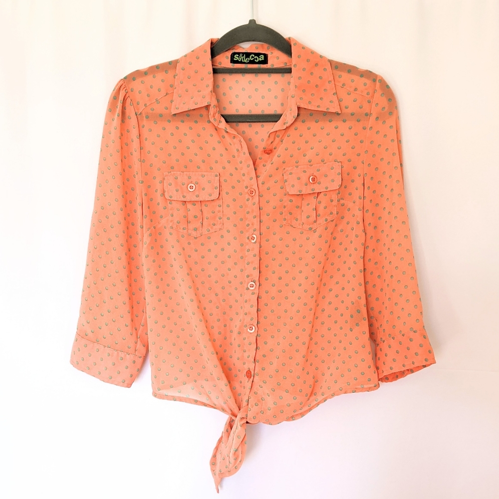 SIDECCA Salmon Polkadot Blouse